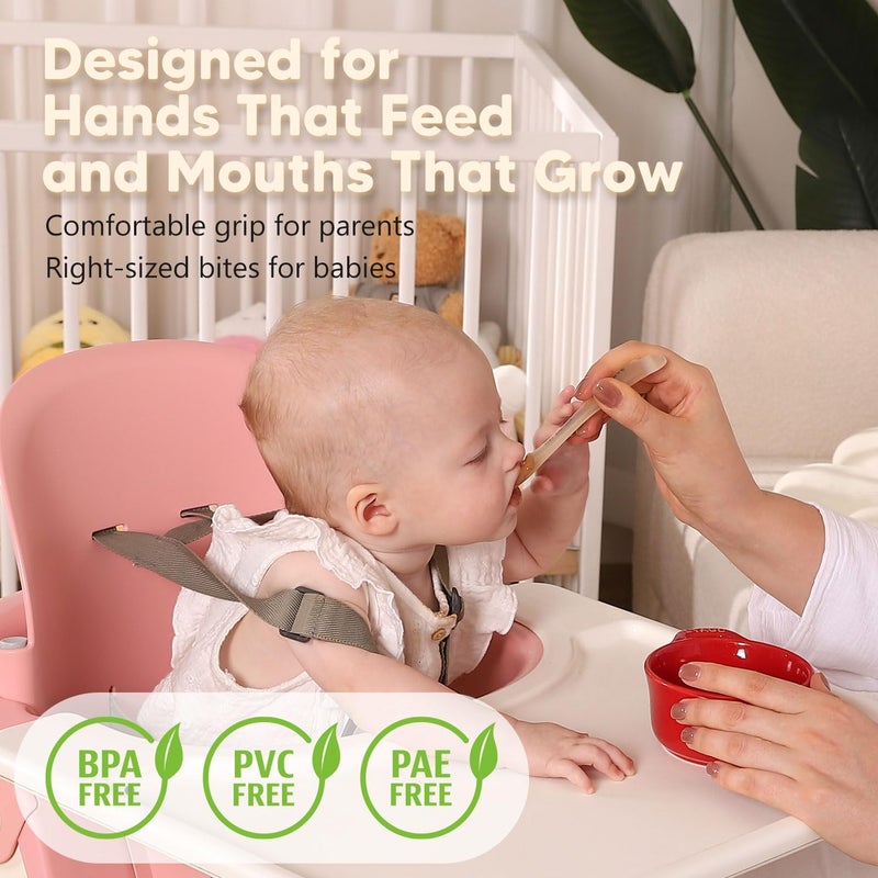 Omnilove Silicone Baby Spoons 2-Pack with Case, Self Feeding 6 Months, Baby Led Weaning Supplies, Toddler Utensils with Safety Chain, Toddler Essentials, Dishwasher Safe Baby Safety Products - Image 2